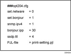 Illustration of the network settings file