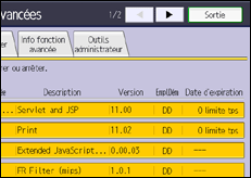 Illustration de l'écran du panneau de commande