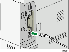 Ilustración de la conexión del cable del interface USB