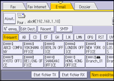 Illustration de l'écran du panneau de commande