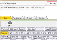 Illustration de l'écran du panneau de commande