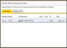 Illustration de l'écran du panneau de commande