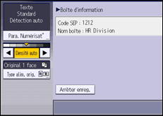 Illustration de l'écran du panneau de commande