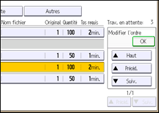 Illustration de l'écran du panneau de commande
