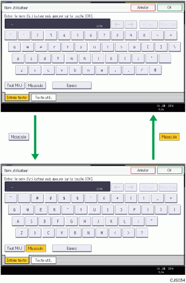 Illustration des touches