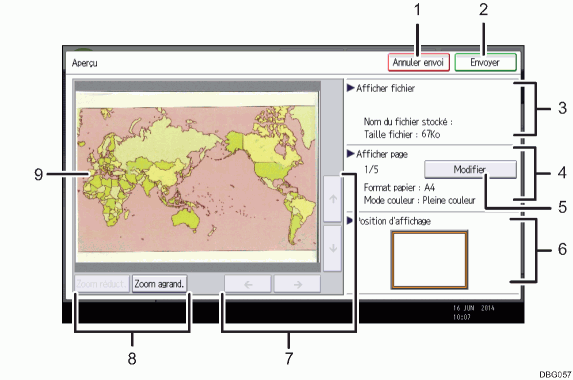 Illustration numérotée du panneau de commande