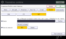 Illustration de l'écran du panneau de commande