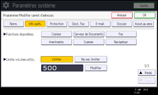 Illustration de l'écran du panneau de commande