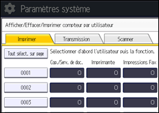 Illustration de l'écran du panneau de commande