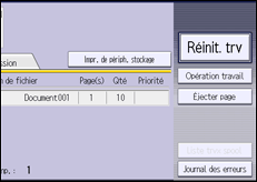 Illustration de l'écran du panneau de commande