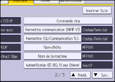 Illustration de l'écran du panneau de commande