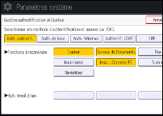 Illustration de l'écran du panneau de commande