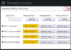 Illustration de l'écran du panneau de commande