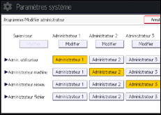 Illustration de l'écran du panneau de commande