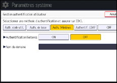 Illustration de l'écran du panneau de commande
