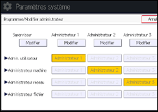 Illustration de l'écran du panneau de commande