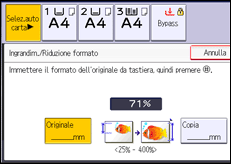 Illustrazione della schermata sul pannello di controllo