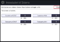 Illustrazione della schermata sul pannello di controllo