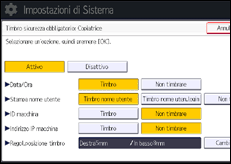 Illustrazione della schermata sul pannello di controllo