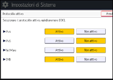 Illustrazione della schermata sul pannello di controllo