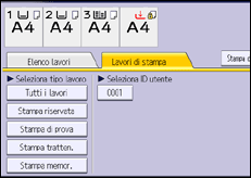 Illustrazione della schermata sul pannello di controllo