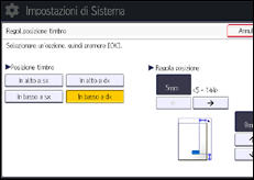 Illustrazione della schermata sul pannello di controllo