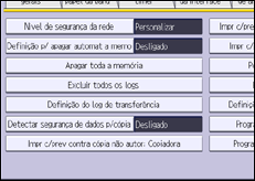 Ilustração da tela do painel de operação