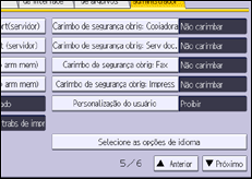 Ilustração da tela do painel de operação
