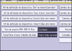 Ilustração da tela do painel de operação