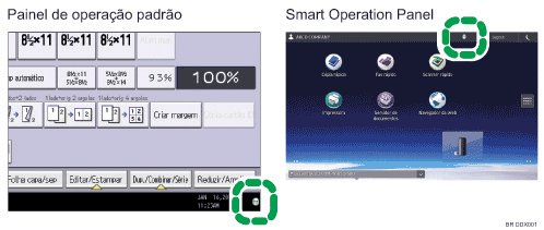 Ilustração da tela do painel de operação