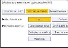 Ilustração da tela do painel de operação