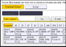 Ilustração da tela do painel de operação