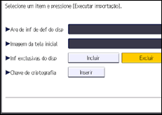 Ilustração da tela do painel de operação