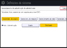 Ilustração da tela do painel de operação