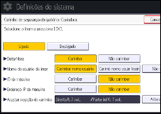 Ilustração da tela do painel de operação