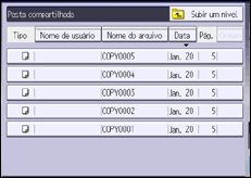 Ilustração da tela do painel de operação