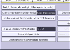 Ilustração da tela do painel de operação