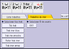 Ilustração da tela do painel de operação