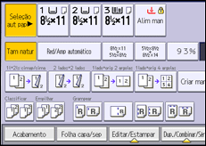 Ilustração da tela do painel de operação