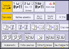 Ilustração da tela do painel de operação