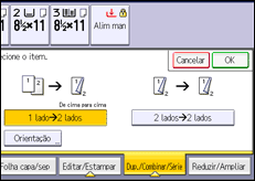 Ilustração da tela do painel de operação