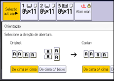 Ilustração da tela do painel de operação