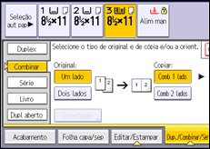 Ilustração da tela do painel de operação