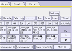 Ilustração da tela do painel de operação