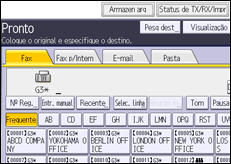 Ilustração da tela do painel de operação