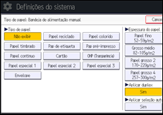 Ilustração da tela do painel de operação
