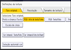 Ilustração da tela do painel de operação