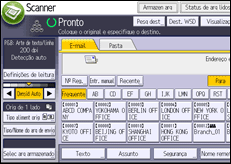 Ilustração da tela do painel de operação