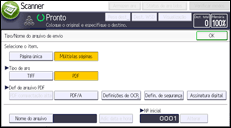 Ilustração da tela do painel de operação