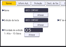 Ilustração da tela do painel de operação